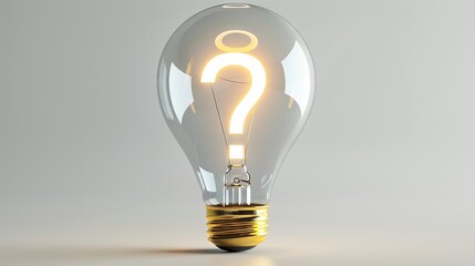 Light bulb with question mark inside, concept for idea, solution, problem solving.