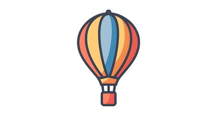 Air Balloon with Bold Outlines and Solid Colors