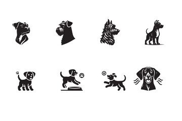Dog Vector Silhouette Icon set illustration