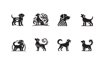 Fototapeta premium Dog Vector Silhouette Icon set illustration