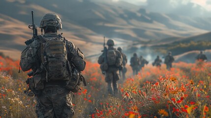 Military men patrolling the border