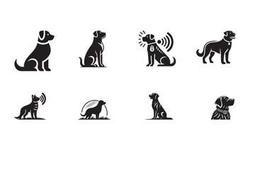 Dog Vector Silhouette Icon set illustration