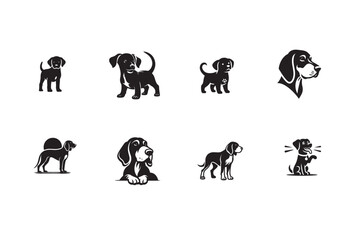 Dog Vector Silhouette Icon set illustration