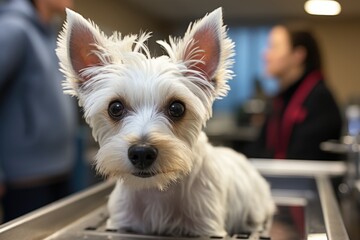 Close above the beautiful French bulldog that is on the shoulder of its female own, generative IA