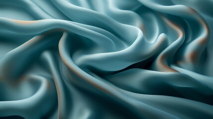 Obraz premium Smooth teal silk fabric with gentle folds, macro shot. Textile and luxury material concept