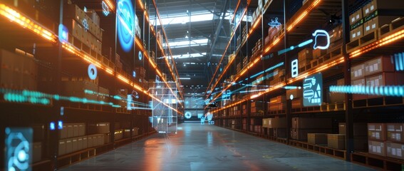 Warehouse where P-IoT sensors monitor access and movement, significantly enhancing security measures
