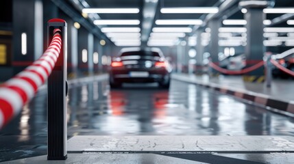Obraz premium Parking garage - interior shot of multi-story car park, underground parking with cars
