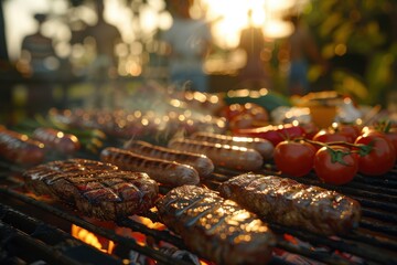 Three pieces of meat are being grilled on a barbecue