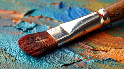 Fototapeta premium Paintbrush with Palette: Capture a paintbrush with a palette, isolated on a transparent background. 