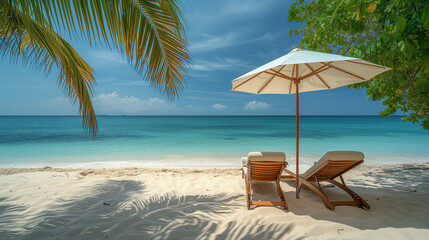 Fototapeta premium Chairs to relax on the beach