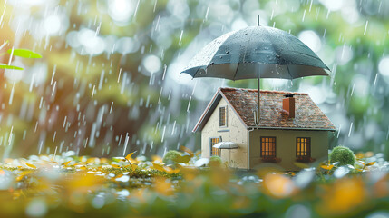 Property protection insurance A house with an umbrella on top