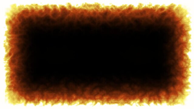 Fire animation creating a frame border effect on a black background. Seamless loop. 4K. Perfect for intros, product launches, fiery backgrounds or intense design elements in projects.