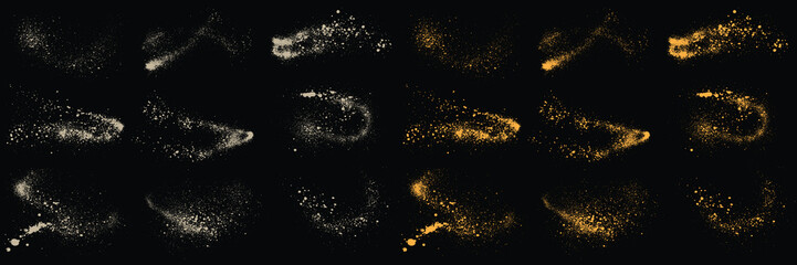 Fototapeta premium Isolated gold glitter and white color grunge texture stardust illustration background set