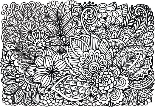 Mandala zen floral pattern for background,banner,card,decoration,coloring book, engraving and so on. Vector illustration with editable stroke thickness.
