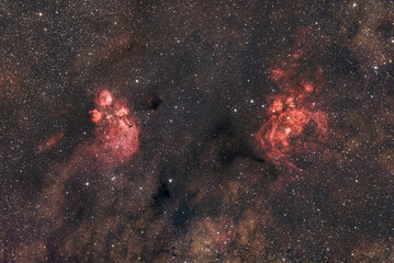 The Cat's Paw Nebula and Lobster Nebula are an emission nebulae deep sky photo