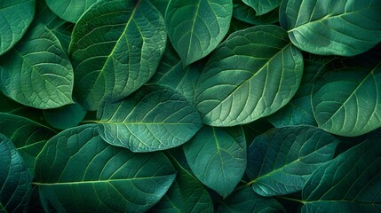 Leaf patterns with intricate designs and vibrant green hues, nature-inspired wallpaper