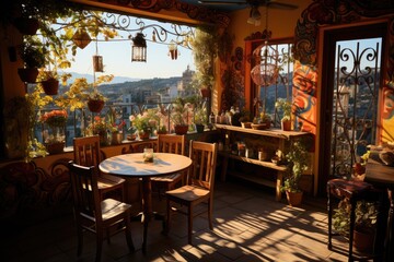 Artistic terrace with inspiring view., generative IA