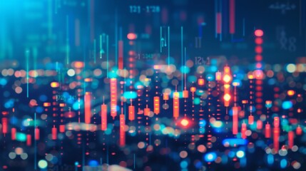 Fototapeta premium Abstract data visualization with glowing blue and red elements