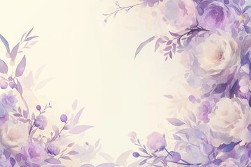 Obraz premium Romantic Floral Watercolor Frame with Soft Pastels and Roses