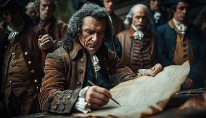 Historical reenactment of the signing of the declaration of independence