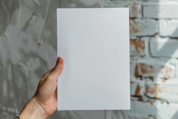 Blank paper mockup on hand created with generative AI