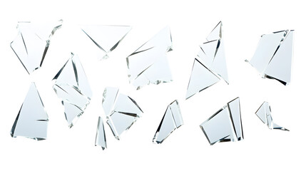 Obraz premium Set of pieces broken glass isolated on white background