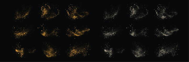 Vector gold glitter and white color grunge texture shiny background effect collection