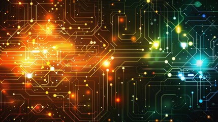 Obraz premium Abstract tech network with glowing points and connections