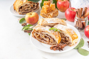 Homemade fragrant autumn apple strudel