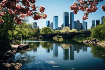Central Park Green oasis in the heart of New York., generative IA