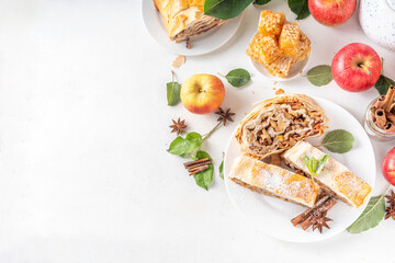 Homemade fragrant autumn apple strudel
