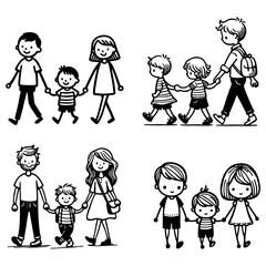 Parent and Kid Doodle Drawing.