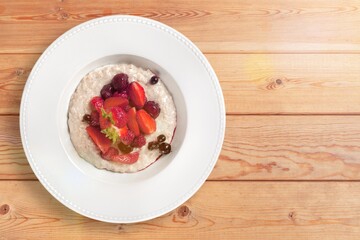 Tasty fresh breakfast healthy dessert.