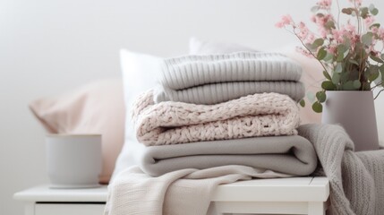 Cozy Knitted Textures and Floral Accents.