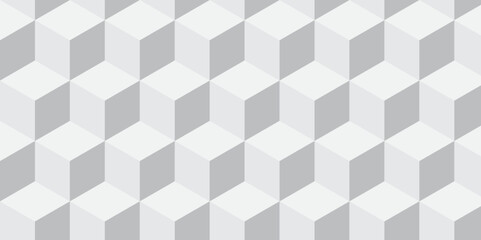 Seamless abstract white and gray background from cubes and lines. Geometric tiles and mosaic creative stylish seamless pattern block cube background. minimal hexagon Cubes mosaic shape vector design.
