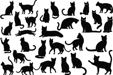 Cat Silhouette Isolated On A White Background Vector Illustration Collection