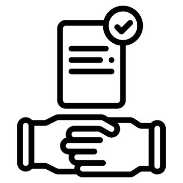 handshake legality contract outline icon and illustration