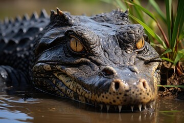 Obraz premium Stunning scenario of alligators and lush nature in Gatorland, Orlando., generative IA