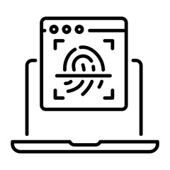Download line icon of laptop fingerprint 