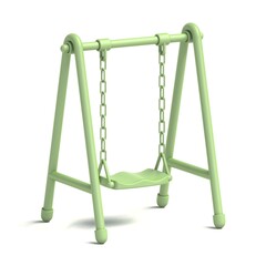 Green single children swing 3D