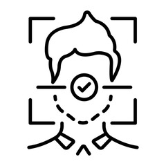 Premium line style icon of facial authentication 