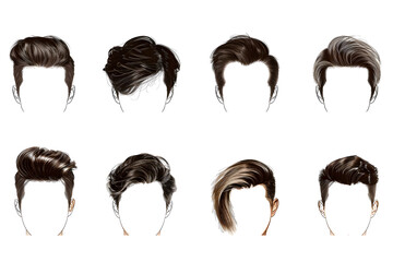 Obraz premium Set of fashionable man's hairstyles isolated on white background