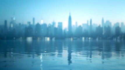 Fototapeta premium Defocused New York City Skyline at Distance with Ample Copy Space