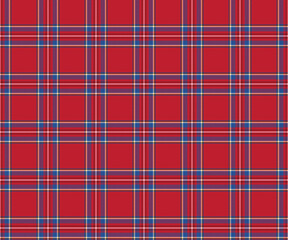 Plaid fabric pattern, red, blue, white, yellow, black, seamless for textiles, and for designing clothing, skirts, pants or decorative fabric. Vector illustration.