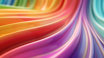 Naklejka premium Colorful curved lines. rainbow color swirls. 3d rendering abstract background 