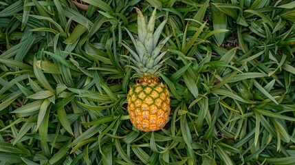 Obraz premium A pineapple in the grass top view