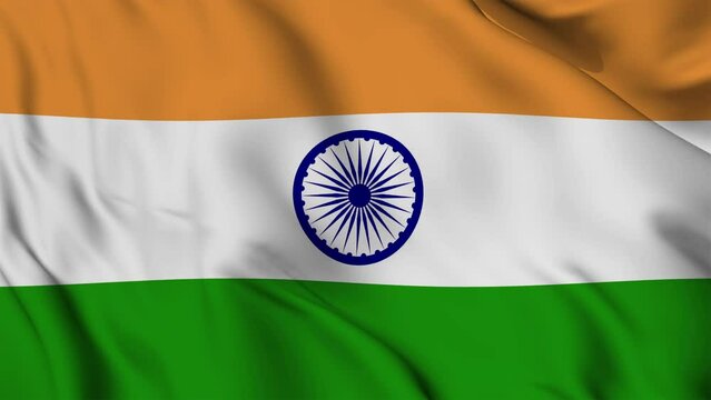 A beautiful view of the India flag video. 3d flag-waving video. India flag 4K resolution.