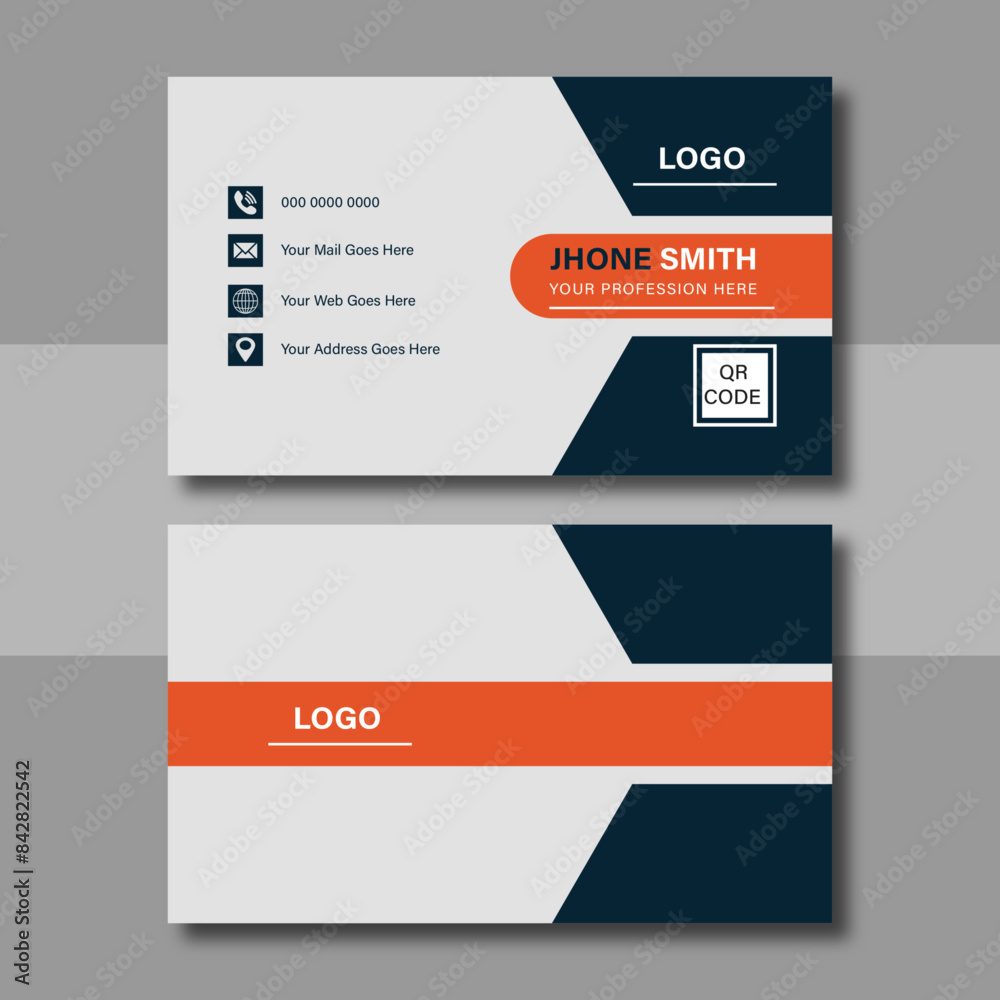 Wall mural Double-sided creative unique business card vector design template. Business card for corporate business and personal use. Vector illustration design, Print ready,
