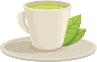 Cup of freshly brewed green tea, perfect for representing a healthy lifestyle or a relaxing moment