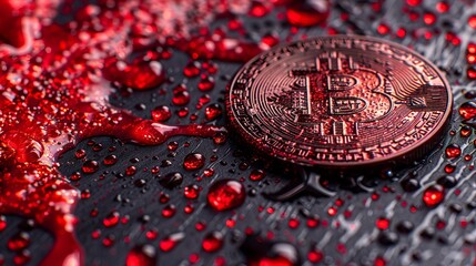 Bitcoin mining concept illustration on digital technology background for cryptocurrency farming